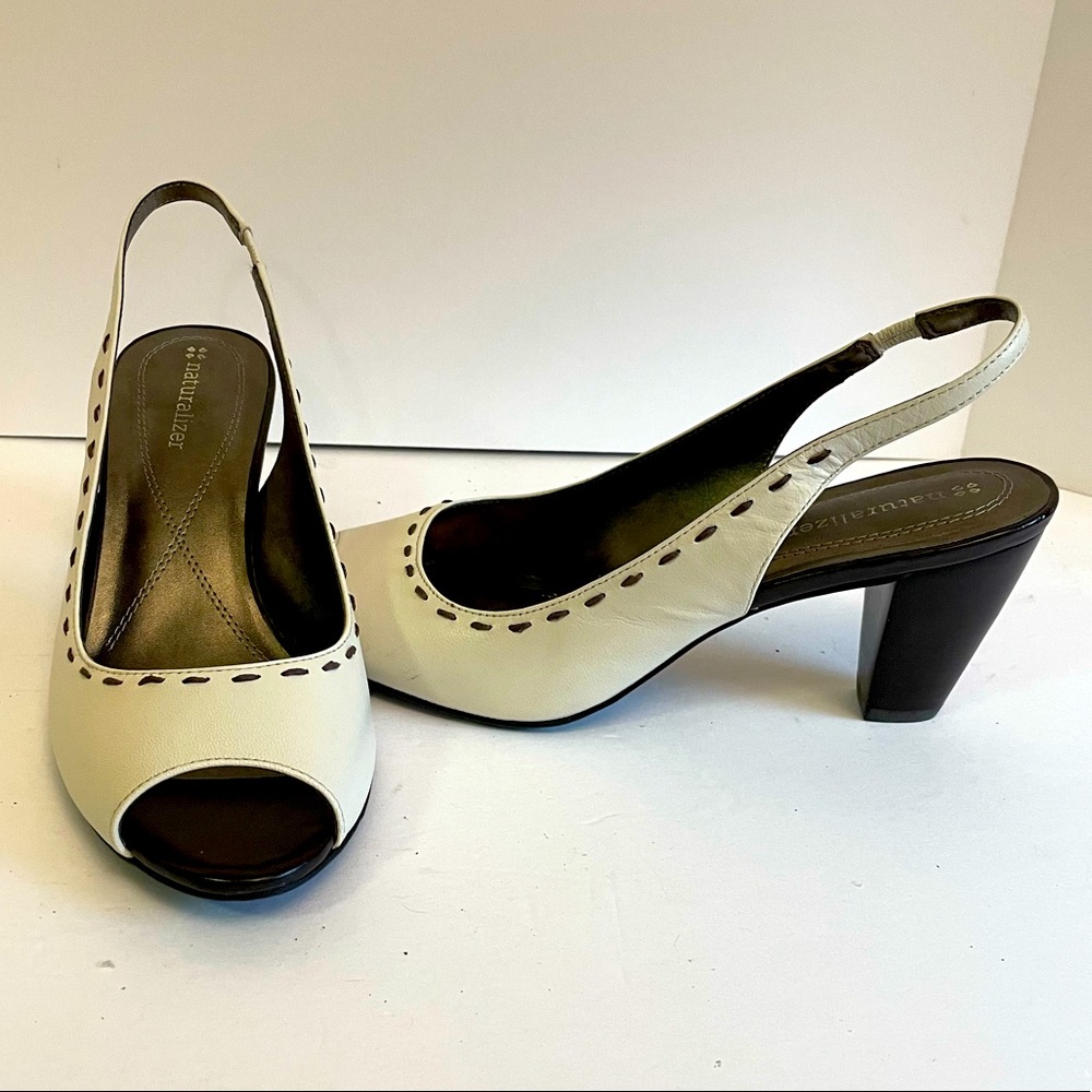 Naturalizer cream peep toe sling backs